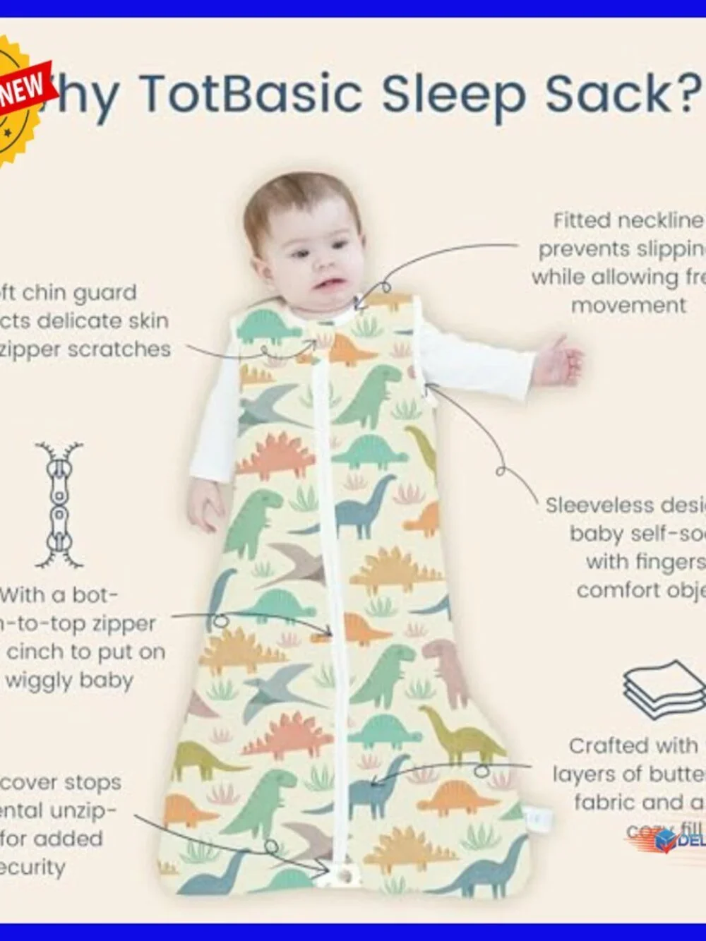 Baby Wearable Blanket Sleep Sack 18-24 Months 2-Pack Lightweight 0.5 TOG